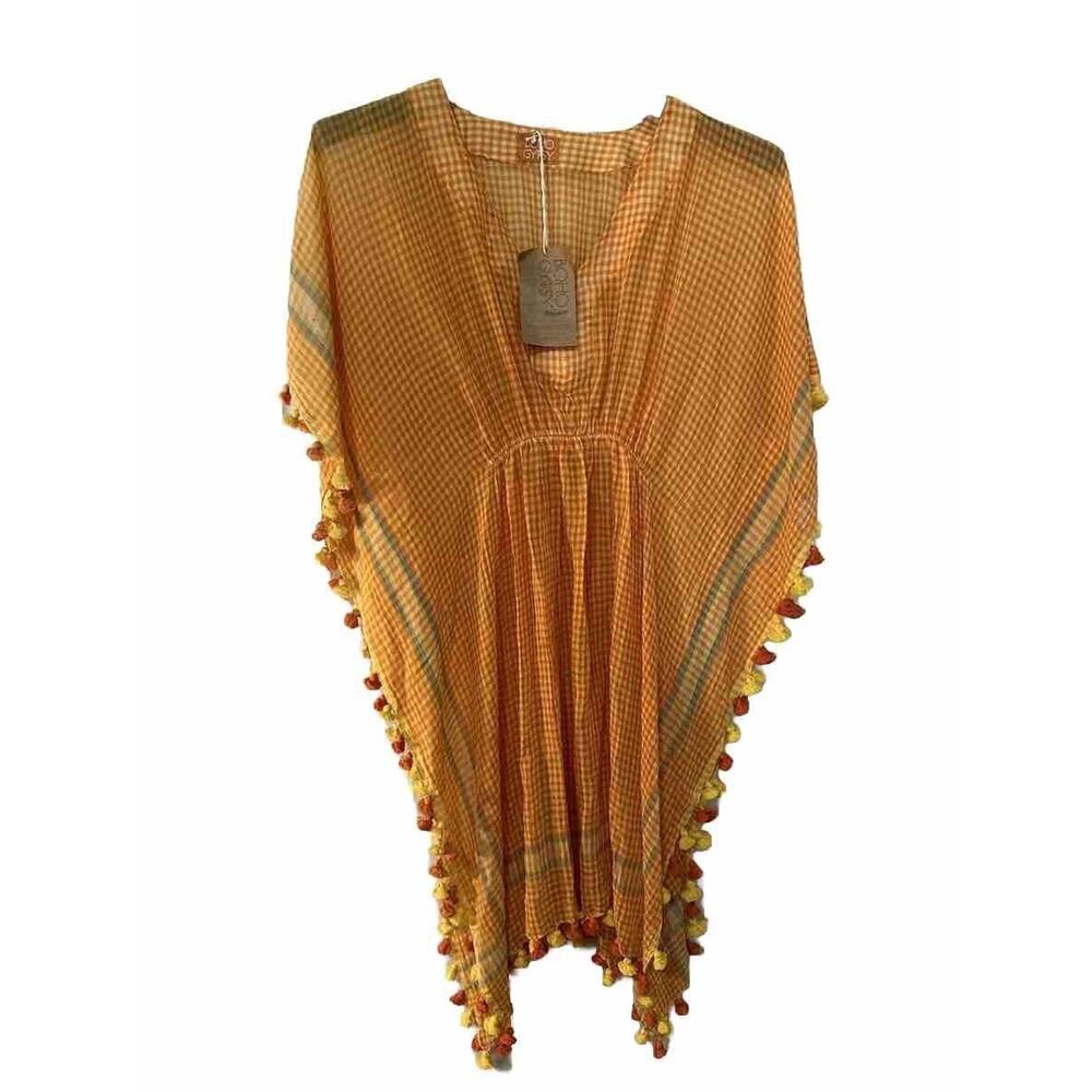 Boho Gypsy Dress Made In India Swim Cover Up Size S/M 100% Cotton Beach